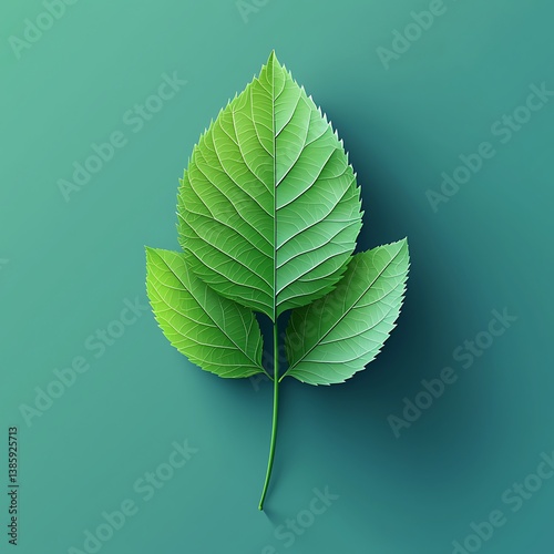 Minimalist leaf icon with sharp edges and depth