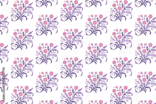 seamless background pattern with detailed botanical florals and garden foliage ideal for wrapping and fashion prints

