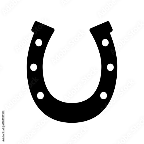 Horseshoe Icon – Black Silhouette Vector of Lucky U-Shaped Iron Symbol