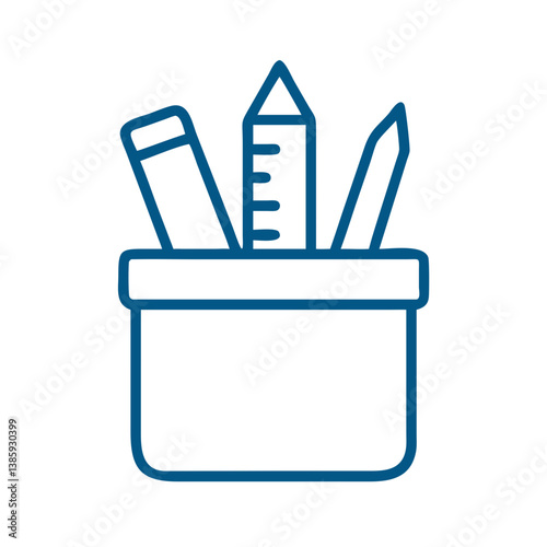 Stationery holder with pencils icon