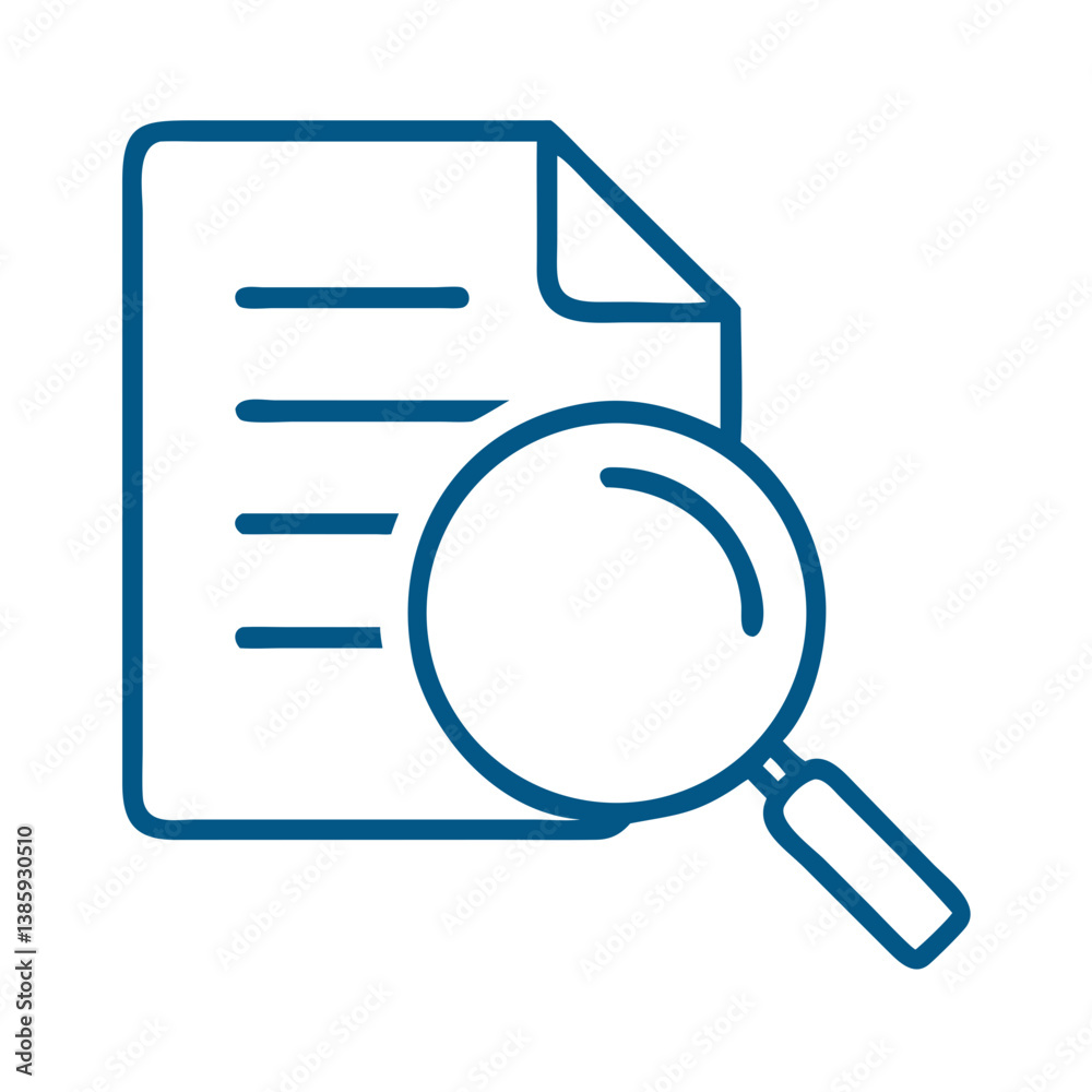 Document search icon with magnifying glass Document search icon with magnifying glass