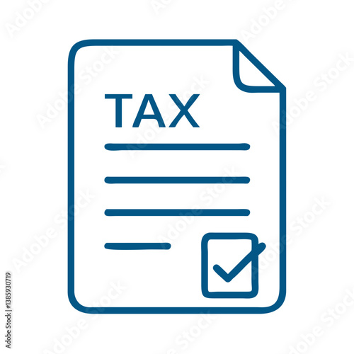 Tax form document with checkmark outline icon