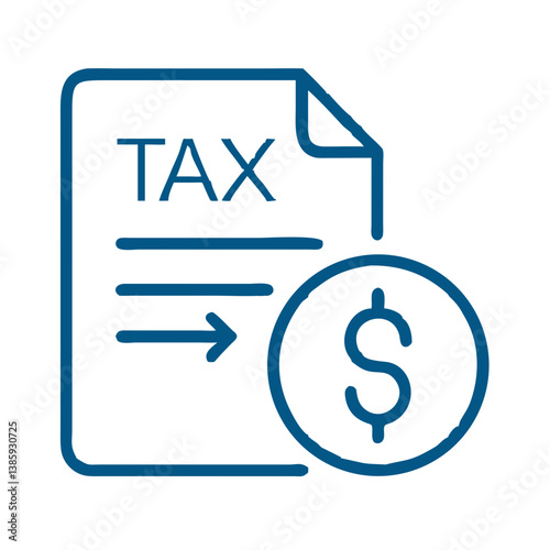 Tax form with dollar sign and money symbol icon