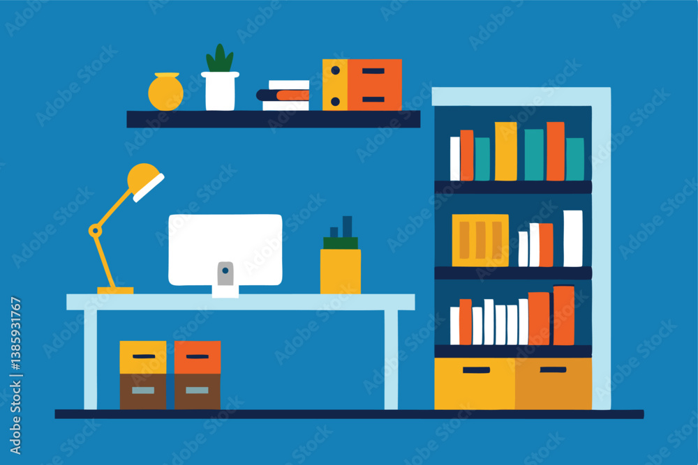 flat design vector illustration of office flat design vector illustration of office