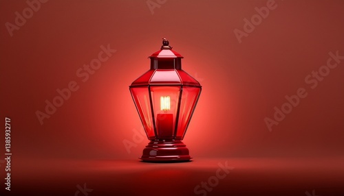 red lantern on a black background