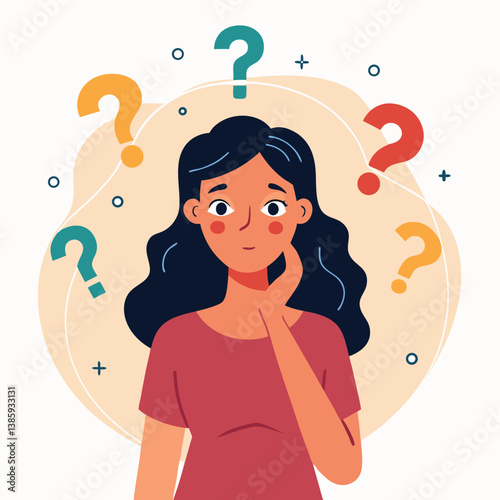 girl thinking vector illustration