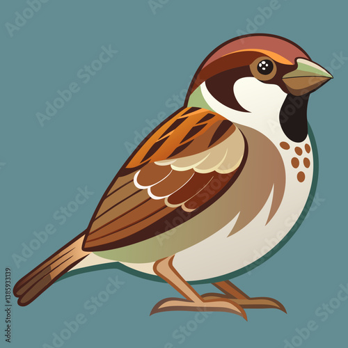 Sparrow Vector Illustration – Cartoon Clipart & Line Art Printable Design