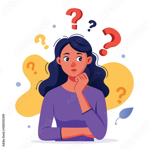 girl thinking vector illustration