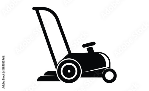 Grass cutting lawn mower silhouette