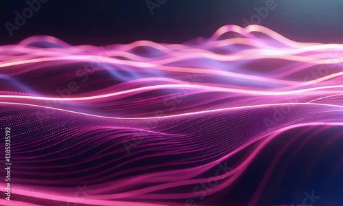 Wallpaper Mural Vibrant Abstract Waves of Light in Neon Pink and Purple with Flowing Movement and Texture Torontodigital.ca
