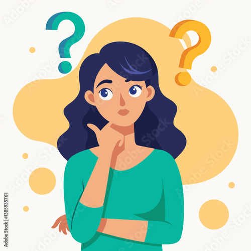 girl thinking vector illustration