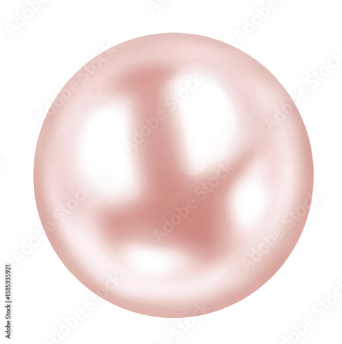 A polished rose-tinted pearl sphere with a glossy surface, evoking a feeling of grace, charm, and delicate beauty.

