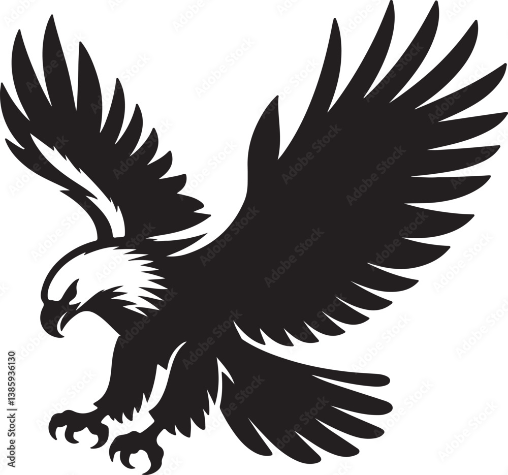 Fototapeta premium Eagle black silhouette vector