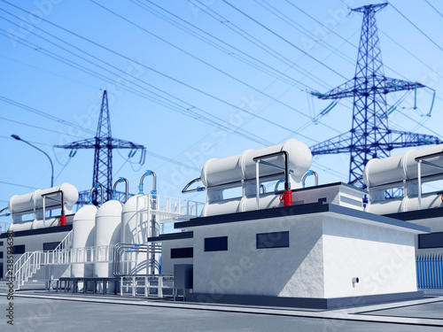 Power plant under blue sky....