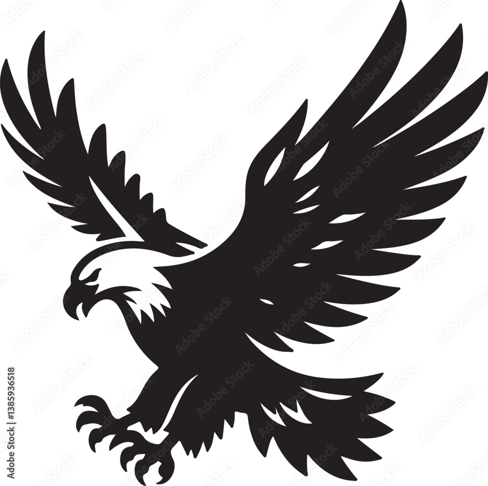 Obraz premium Eagle black silhouette vector
