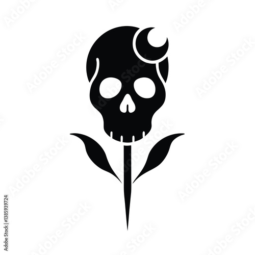 Spooky skull with floral art, a dead icon of Halloween horror