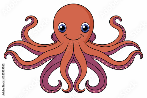 set of funny octopus