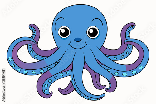 set of funny octopus