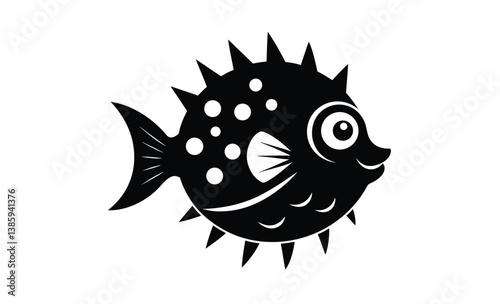 Puffer fish vector shape silhouette