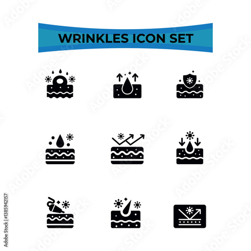Skin care line icons set.Sun Protection Icons Editable Stroke. Skin care line icons set. Moisture cream, acid, anti wrinkle serum