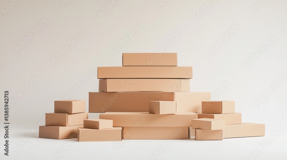 A stack of cardboard boxes are piled on top of each other A stack of cardboard boxes are piled on top of each other