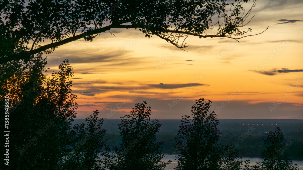 sunset over the river