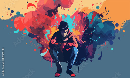 A striking illustration of a person experiencing a creative block