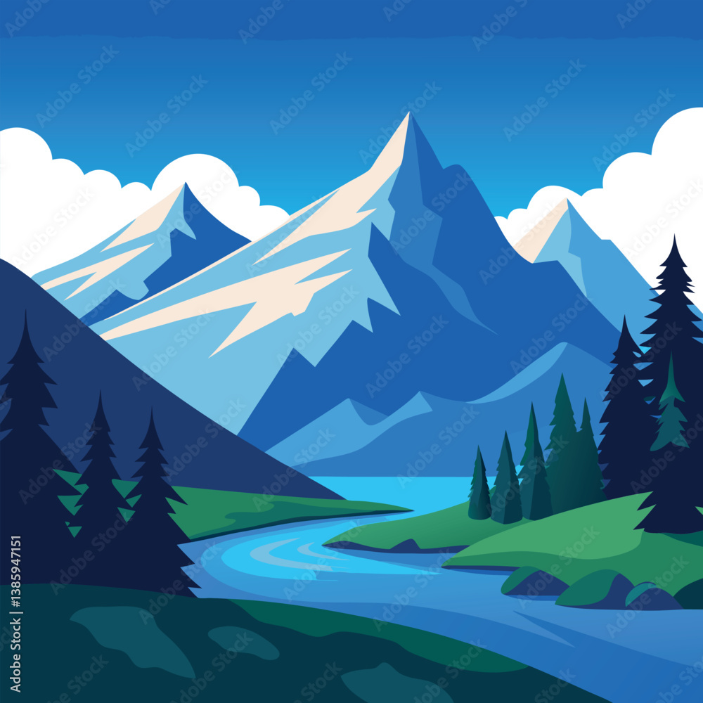 Fototapeta premium A breathtaking-animated-mountain-landscape-inspire 