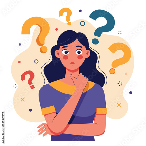 girl thinking vector illustration