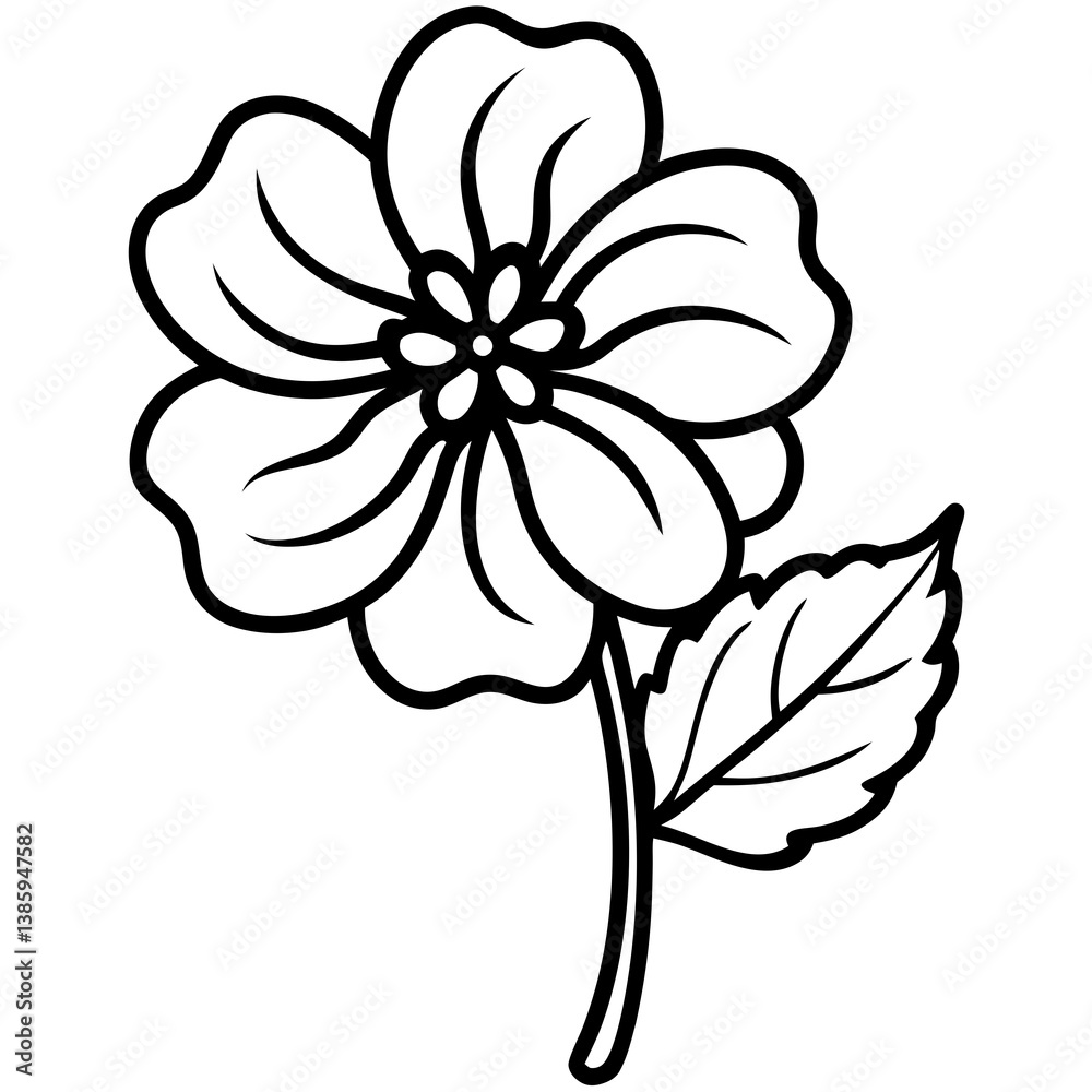 Geranium flower bold line art vector illustration Geranium flower bold line art vector illustration