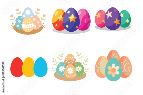 Vibrant Easter Egg Illustrations Colorful Designs for Spring Festivities and Holiday Celebrations. Perfect for Cards, Banners, and Digital Projects. Download Now!