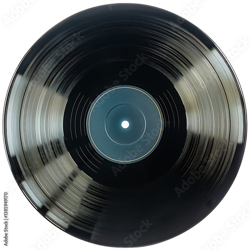Vintage Vinyl Record PNG – Classic Black Music Disc Isolated on White Background