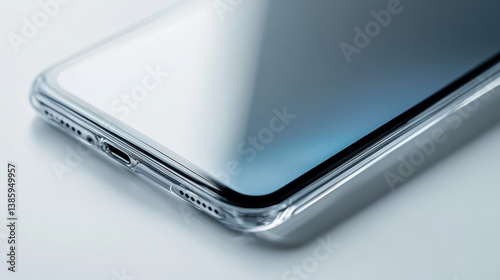 Wallpaper Mural A close-up of a mobile phone with a glass screen protector, on a white background Torontodigital.ca