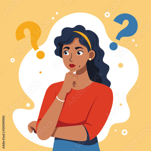girl thinking vector illustration