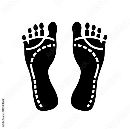Black outline footprints representing concept of foot care therapy in naturopathy