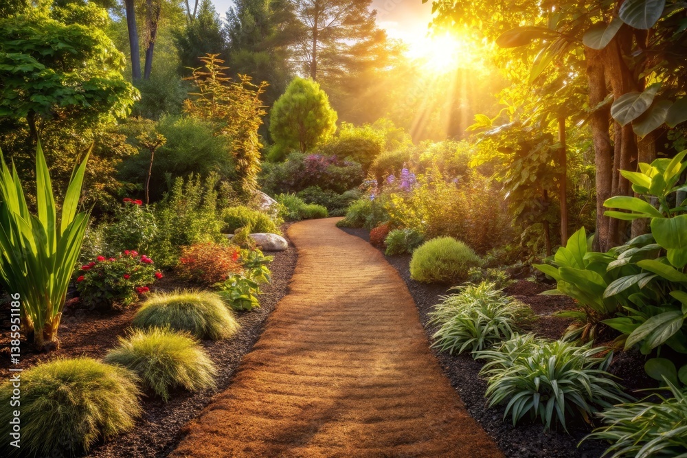 Serene Garden Path at Sunset Serene Garden Path at Sunset