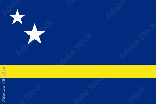Vector flag of Curaçao, a country in Caribbean. Accurate dimensions and official colors. This file is suitable for digital editing and printing of any size.
