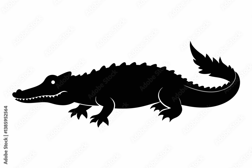 Obraz premium crocodile sihouette black vector