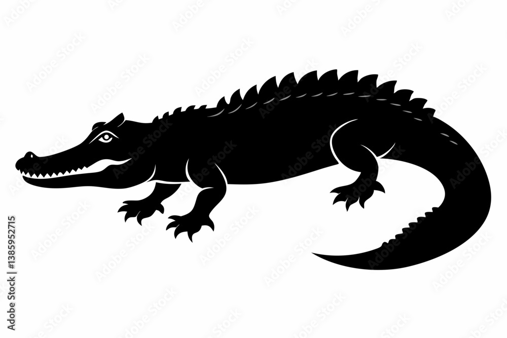 crocodile sihouette black vector crocodile sihouette black vector