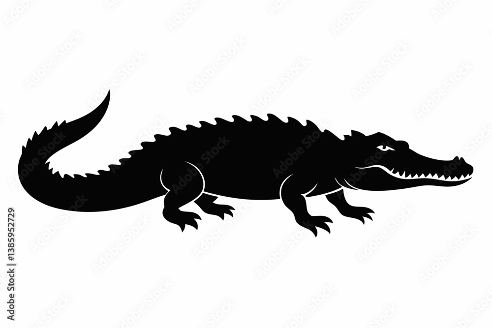 Obraz premium crocodile sihouette black vector