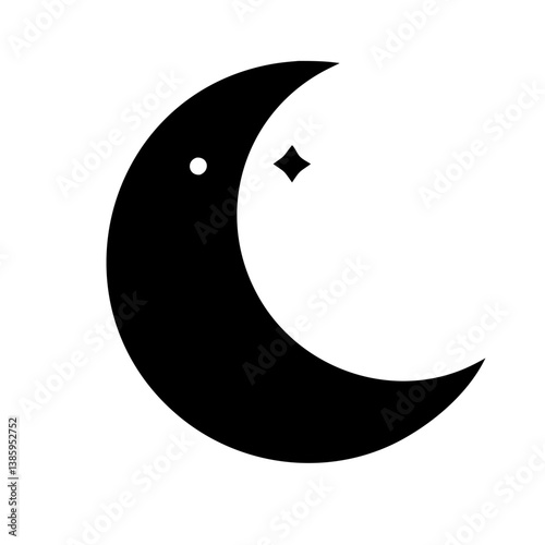 crescent moon icon, crescent moon silhouette vector illustration-simple silhouette illustration of crescent moon, perfect for crescent moon logos and icons