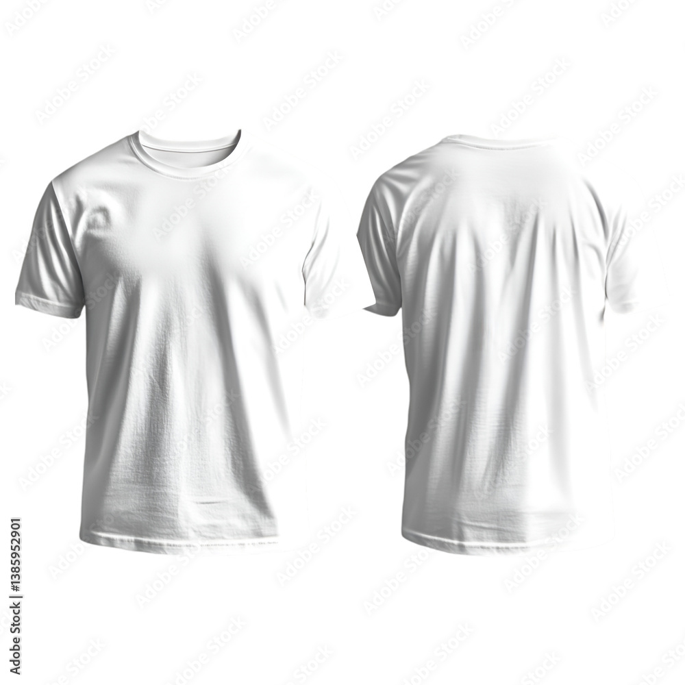 Fototapeta premium A front and back view of a blank white t shirt on a black background for design mockups and templates