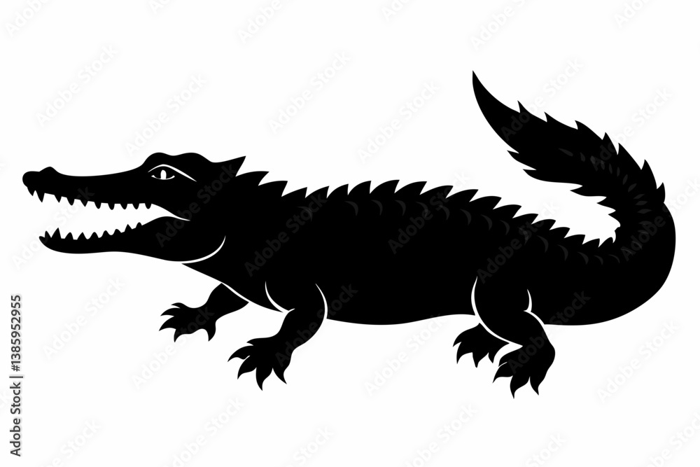 crocodile sihouette black vector crocodile sihouette black vector
