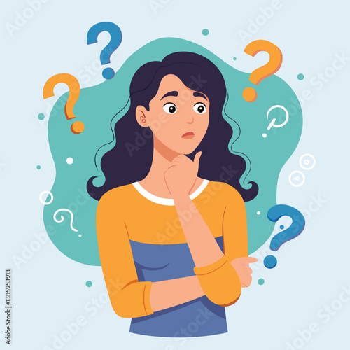 girl thinking vector illustration