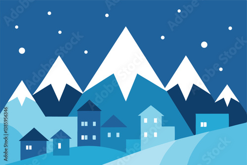 winter landscape with houses