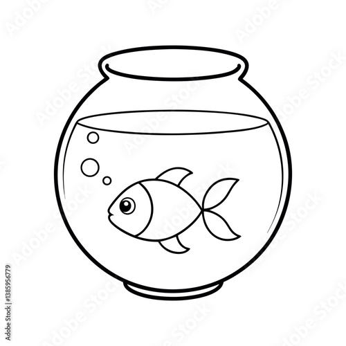 Fish Bowl Vector Illustration in Black

