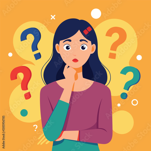 girl thinking vector illustration
