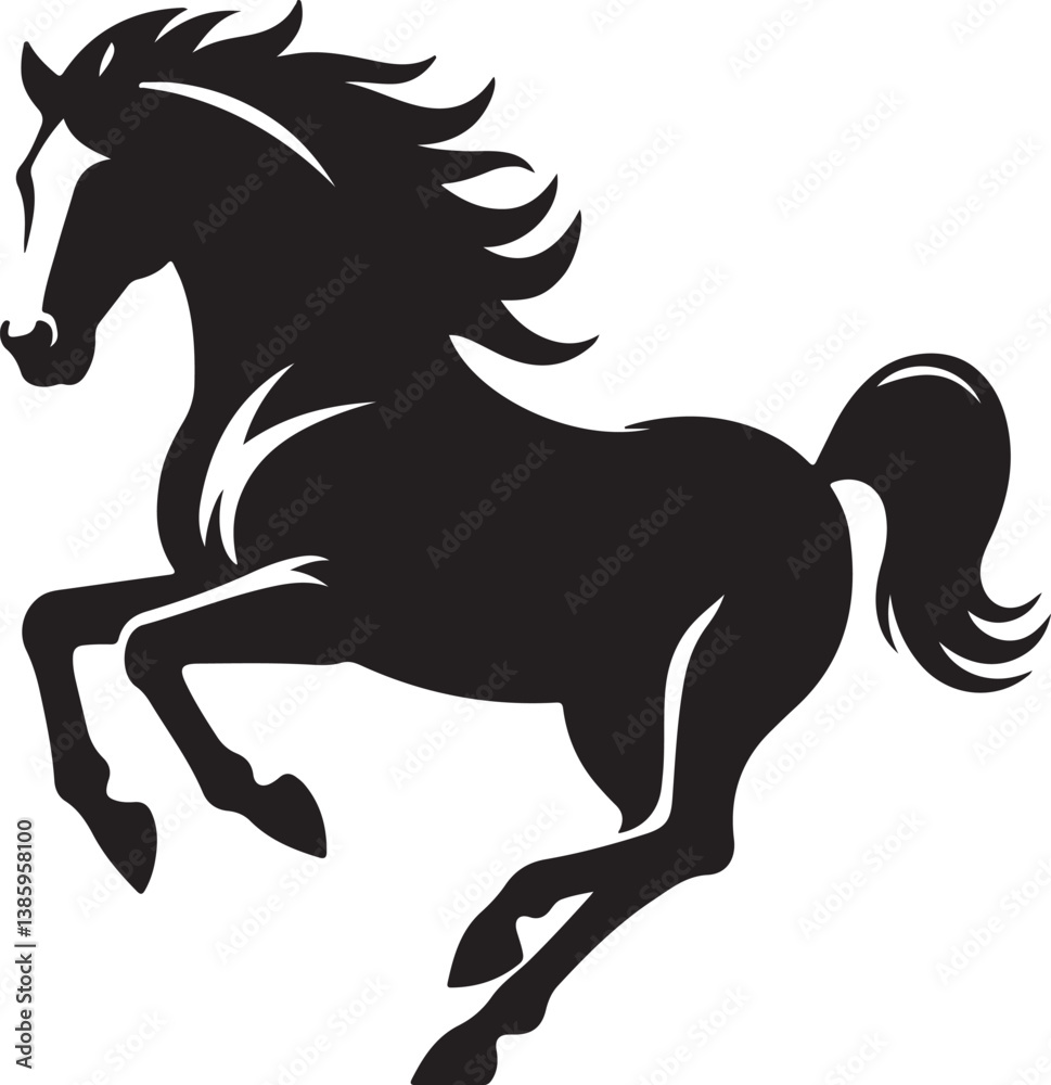 Fototapeta premium Horse black silhouette vector