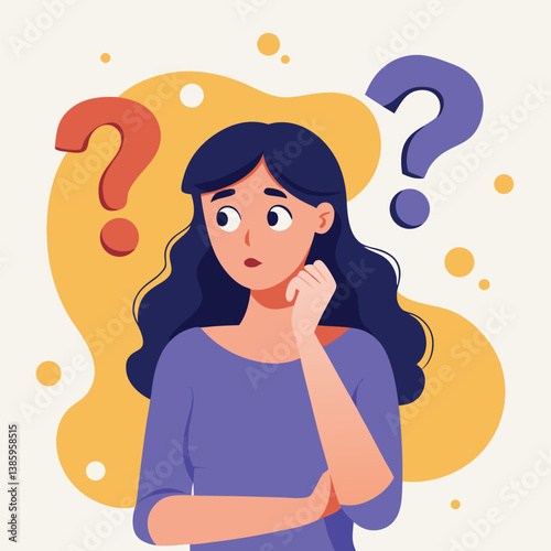 girl thinking vector illustration