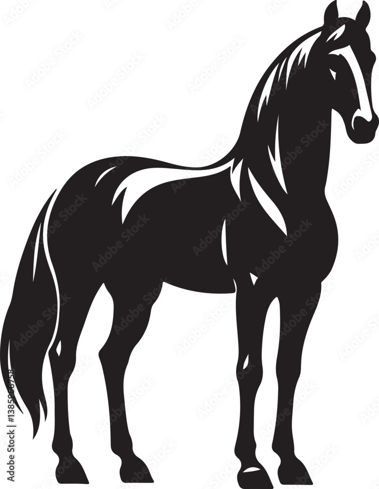 Obraz premium Horse black silhouette vector